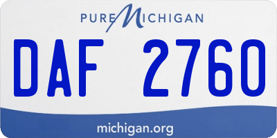 MI license plate DAF2760