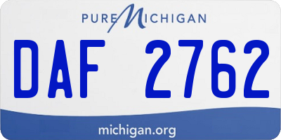 MI license plate DAF2762