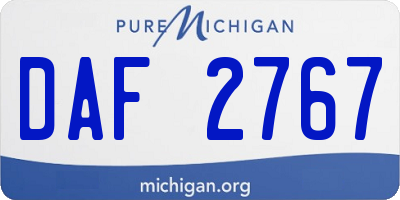 MI license plate DAF2767