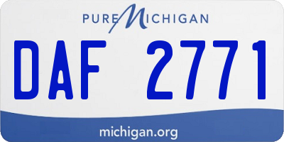 MI license plate DAF2771