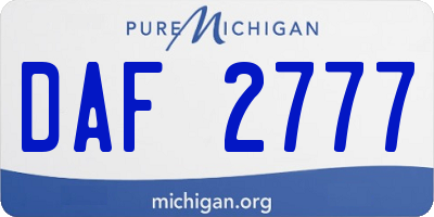 MI license plate DAF2777