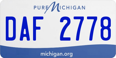 MI license plate DAF2778