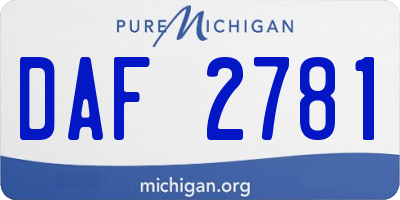 MI license plate DAF2781