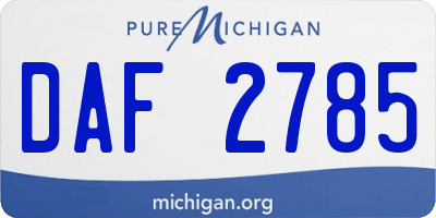 MI license plate DAF2785