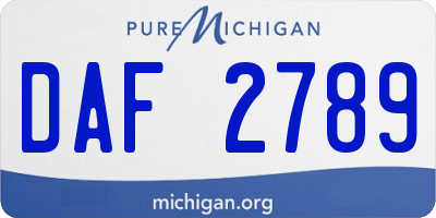 MI license plate DAF2789