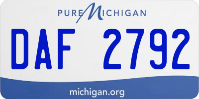 MI license plate DAF2792