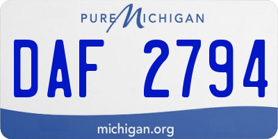 MI license plate DAF2794