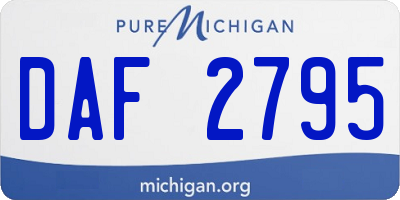 MI license plate DAF2795