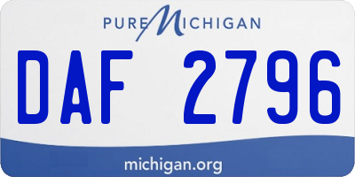 MI license plate DAF2796