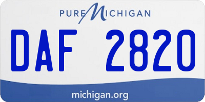 MI license plate DAF2820