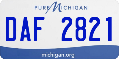 MI license plate DAF2821