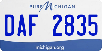 MI license plate DAF2835