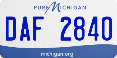 MI license plate DAF2840