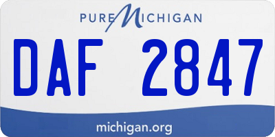 MI license plate DAF2847