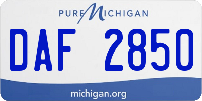 MI license plate DAF2850