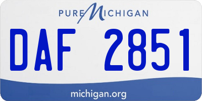 MI license plate DAF2851