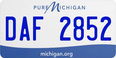 MI license plate DAF2852
