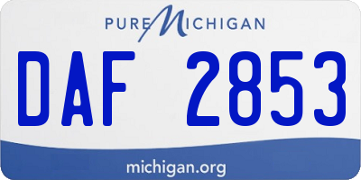MI license plate DAF2853