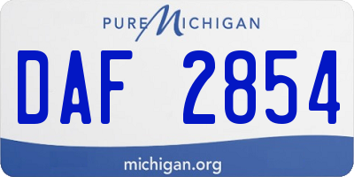 MI license plate DAF2854
