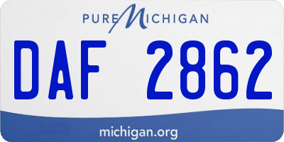 MI license plate DAF2862