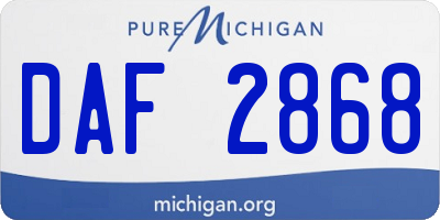 MI license plate DAF2868