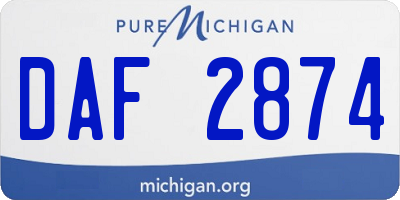 MI license plate DAF2874