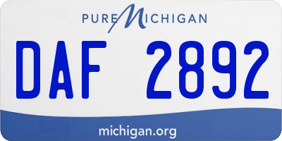 MI license plate DAF2892