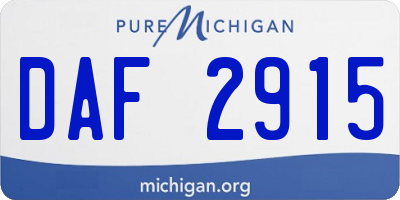 MI license plate DAF2915