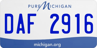 MI license plate DAF2916