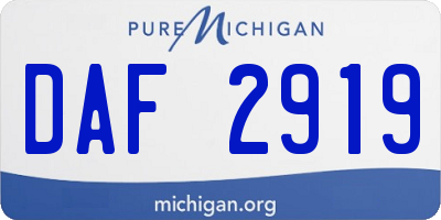 MI license plate DAF2919