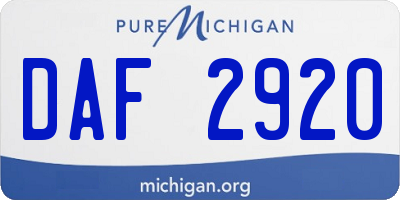 MI license plate DAF2920