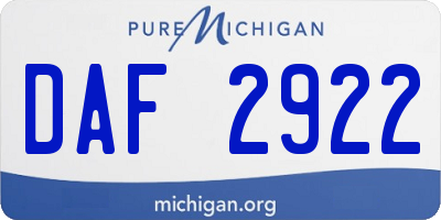 MI license plate DAF2922