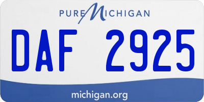 MI license plate DAF2925