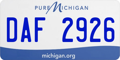 MI license plate DAF2926