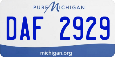 MI license plate DAF2929