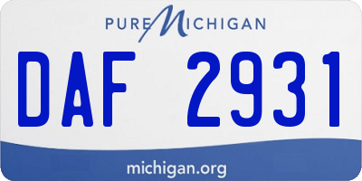 MI license plate DAF2931