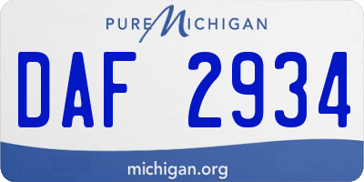 MI license plate DAF2934