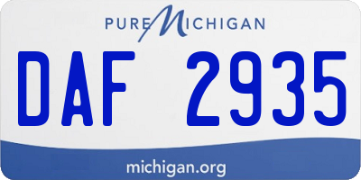MI license plate DAF2935