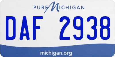 MI license plate DAF2938