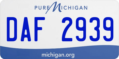 MI license plate DAF2939