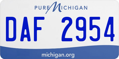 MI license plate DAF2954