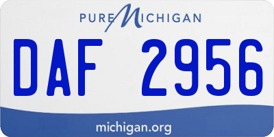 MI license plate DAF2956
