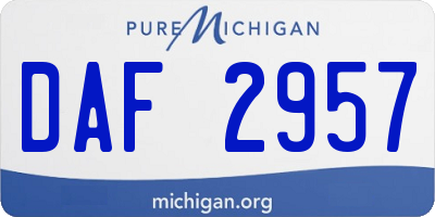 MI license plate DAF2957