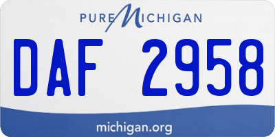 MI license plate DAF2958