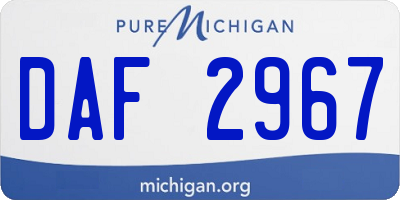 MI license plate DAF2967