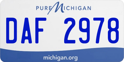 MI license plate DAF2978