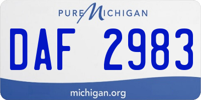 MI license plate DAF2983