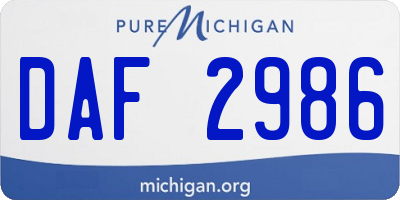 MI license plate DAF2986