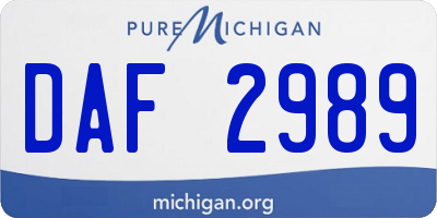 MI license plate DAF2989