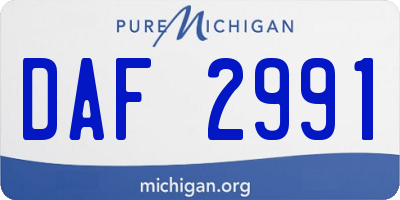 MI license plate DAF2991